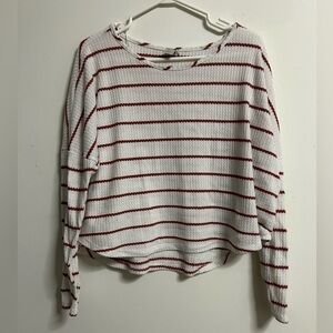 Paper Crane Anthropologie White Waffle Knit Long Sleeve Top